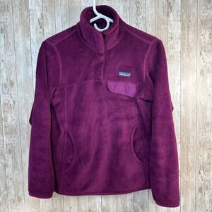 Patagonia‎ Re-Tool Snap Sweater Fuzzy Warm Fleece Pullover Womens Size XS Purple